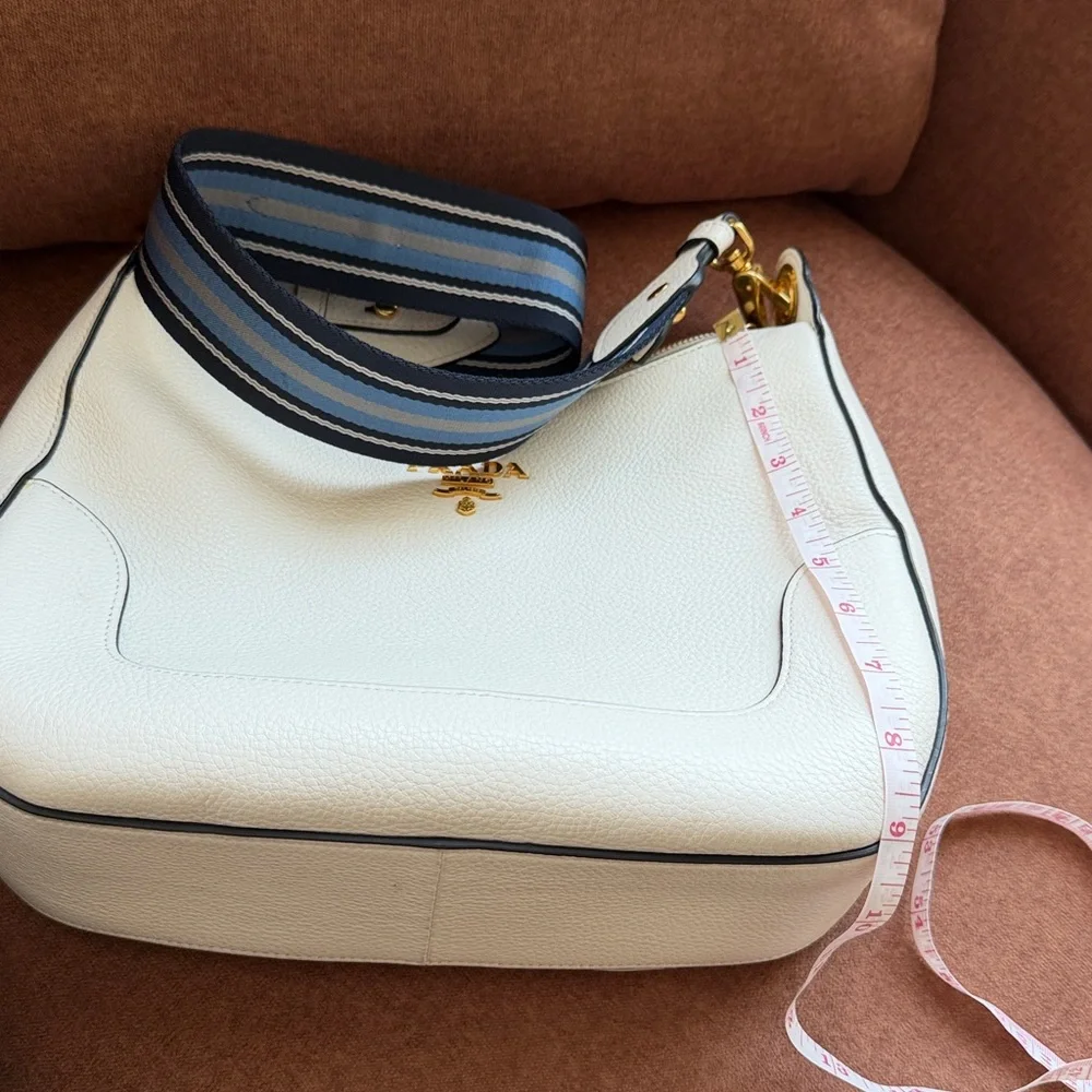 Prada White and Blue Leather Shoulder Bag - Picture 10 of 16
